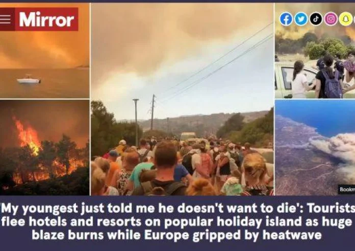 Έχουμε κολλήσει εδώ χωρίς βοήθεια - Πρώτο θέμα στα βρετανικά ΜΜΕ είναι η είδηση της μεγάλης φωτιάς στην Ρόδο