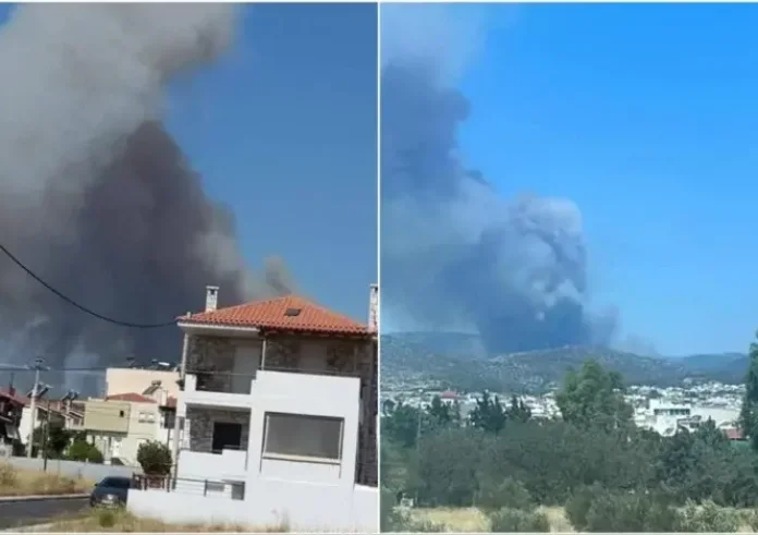 Κλειστή η Αττική Οδός και στα δύο ρεύματα Καίγονται τα πρώτα σπίτια στη Φυλή