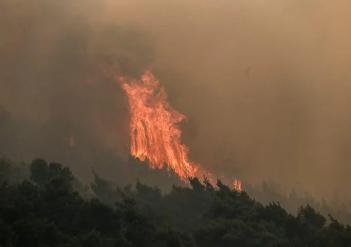 Φωτιά στην Χίο: Φωτιά σε δασική έκταση. Ξέσπασε μετά από τροχαίο, ήχησε το 112