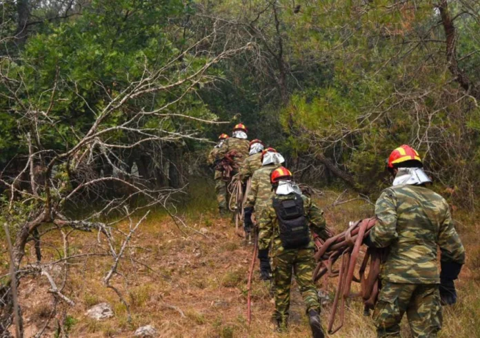 Συνδρομή των Ενόπλων Δυνάμεων στις πυρκαγιές σε Κουβαρά, Λουτράκι και Βοιωτία
