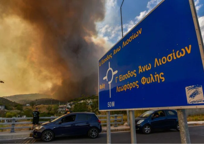Φωτιά στη Φυλή: Νέο μήνυμα από το 112 – «Απομακρυνθείτε προς κέντρο Μενιδίου»