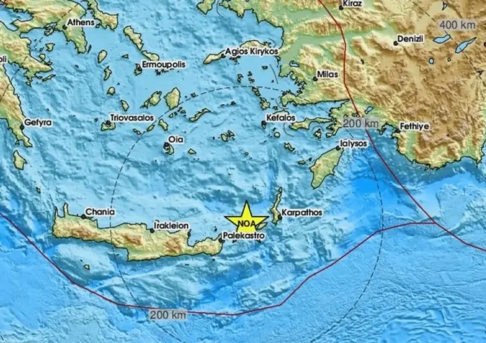 Σεισμός ανοικτά της Κάσου σήμερα, πρωί Τετάρτης