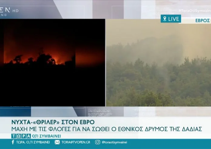 Μάχη με τις φλόγες για να σωθεί ο Εθνικός Δρυμός της Δαδιάς