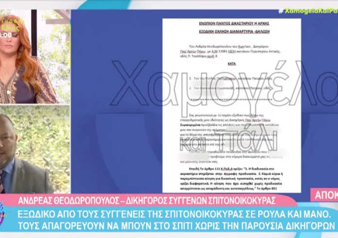 Εξώδικο απο τους συγγενείς της σπιτονοικοκυράς σε Ρούλα Πισπιρίγκου και Μάνο Δασκαλάκη