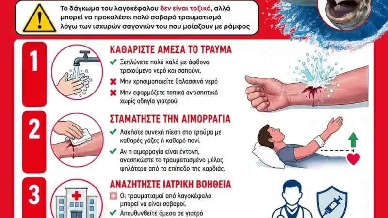 Βάρκιζα: Λαγοκέφαλος επιτέθηκε σε γυναίκα που κολυμπούσε και της έκοψε κομμάτι από τη γάμπα